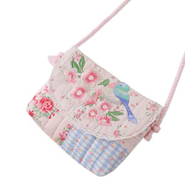 Сумка с вышивкой Джинджерснэпс (Gingersnaps) "Кейн", голубая клетка в цветах