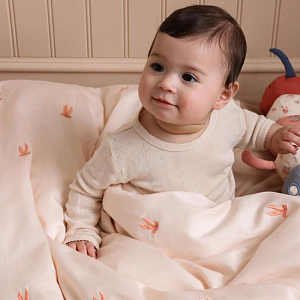 Постельное белье с вышивкой Cam Cam Copenhagen "Бантики", 2 предмета, кремовое, 70 х 100 см