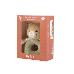 Мягкая погремушка Kaloo "Мой Мягкий Мишка", серия "Intemporel", зеленая, 12,5 см