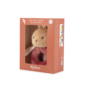 Мягкая погремушка Kaloo "Мой Мягкий Кролик", серия "Intemporel", бордо, 12,5 см