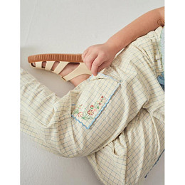 Брюки прямые с вышивкой Джинджерснэпс (Gingersnaps) "Ариана", голубая клетка