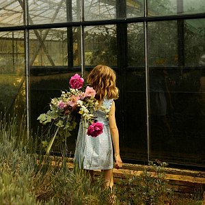 Сарафан Джинджерснэпс (Gingersnaps) "Пудра", голубая клетка с цветами