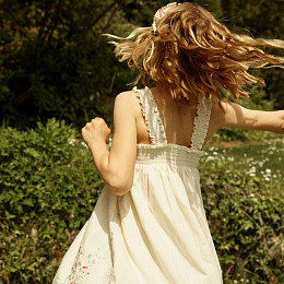 Сарафан с вышивкой Джинджерснэпс (Gingersnaps) "Алеся", птицы в облаках