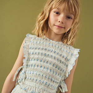 Топ с боковыми завязками Джинджерснэпс (Gingersnaps) "Кэсси", голубые цветы