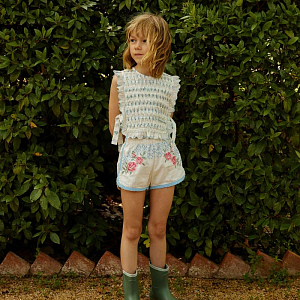 Топ с боковыми завязками Джинджерснэпс (Gingersnaps) "Кэсси", голубые цветы