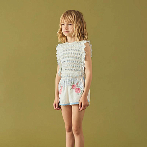 Топ с боковыми завязками Джинджерснэпс (Gingersnaps) "Кэсси", голубые цветы