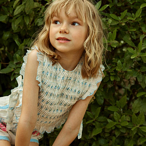 Топ с боковыми завязками Джинджерснэпс (Gingersnaps) "Кэсси", голубые цветы