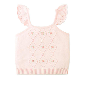 Топ вязаный с вышивкой Джинджерснэпс (Gingersnaps) "Джорджина", розовая дымка