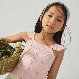 Топ вязаный с вышивкой Джинджерснэпс (Gingersnaps) "Джорджина", розовая дымка