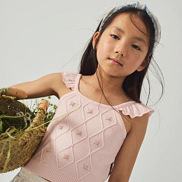 Топ вязаный с вышивкой Джинджерснэпс (Gingersnaps) "Джорджина", розовая дымка