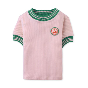 Футболка вязаная с вышивкой Джинджерснэпс (Gingersnaps) "Эмма", вишня в пудре