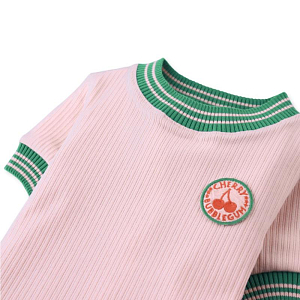 Футболка вязаная с вышивкой Джинджерснэпс (Gingersnaps) "Эмма", вишня в пудре