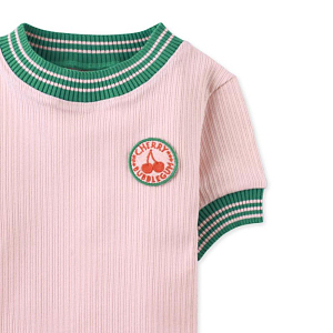 Футболка вязаная с вышивкой Джинджерснэпс (Gingersnaps) "Эмма", вишня в пудре