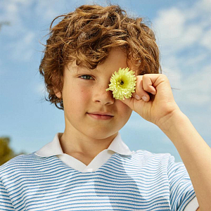 Футболка-поло Джинджерснэпс (Gingersnaps) "Хаскер", голубые полоски