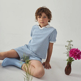 Футболка-поло Джинджерснэпс (Gingersnaps) "Хаскер", голубые полоски