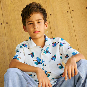 Рубашка с коротким рукавом Джинджерснэпс (Gingersnaps) "Свайпер", райские птицы