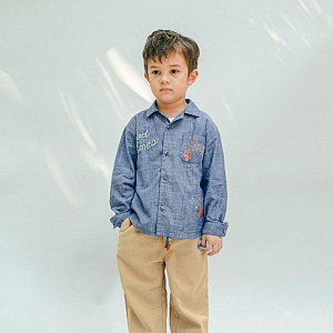 Рубашка с вышивкой Джинджерснэпс (Gingersnaps) "Льюис", синяя