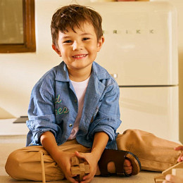 Рубашка с вышивкой Джинджерснэпс (Gingersnaps) "Льюис", синяя