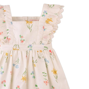 Сарафан для малышей с вышивкой Джинджерснэпс (Gingersnaps) "Чиса", ванильный