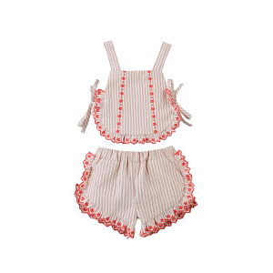 Топ-фартук с шортами для малышей Джинджерснэпс (Gingersnaps) "Журина", розовые полоски