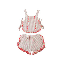 Топ-фартук с шортами для малышей Джинджерснэпс (Gingersnaps) "Журина", розовые полоски