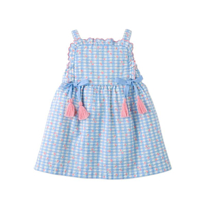 Сарафан для малышей Джинджерснэпс (Gingersnaps) "Пудра", голубая клетка с цветами