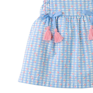 Сарафан для малышей Джинджерснэпс (Gingersnaps) "Пудра", голубая клетка с цветами