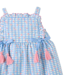 Сарафан для малышей Джинджерснэпс (Gingersnaps) "Пудра", голубая клетка с цветами
