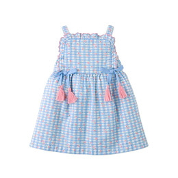 Сарафан для малышей Джинджерснэпс (Gingersnaps) "Пудра", голубая клетка с цветами