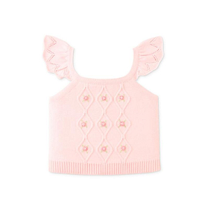 Топ для малышей вязаный с вышивкой Джинджерснэпс (Gingersnaps) "Джорджина", розовая дымка