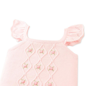 Топ для малышей вязаный с вышивкой Джинджерснэпс (Gingersnaps) "Джорджина", розовая дымка