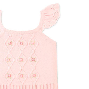 Топ для малышей вязаный с вышивкой Джинджерснэпс (Gingersnaps) "Джорджина", розовая дымка
