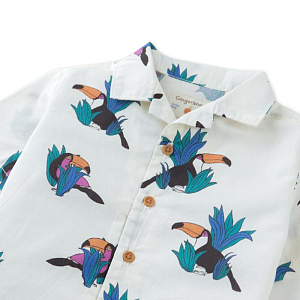 Рубашка для малышей с коротким рукавом Джинджерснэпс (Gingersnaps) "Свайпер", райские птицы