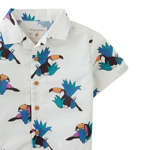 Рубашка для малышей с коротким рукавом Джинджерснэпс (Gingersnaps) "Свайпер", райские птицы