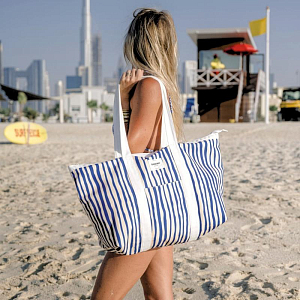 Сумка для пляжа Бадавии Бичвеа (Badawii Beachwear), синие полоски, 65 х 35 см