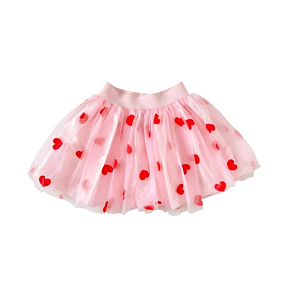 Юбка Рататам (Ratatam) "Розали", красные сердца на розовом, 3-8 лет