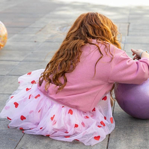 Юбка Рататам (Ratatam) "Розали", красные сердца на розовом, 3-8 лет