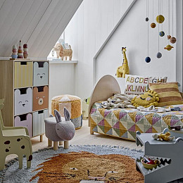 Пуф Блумингвиль МИНИ (Bloomingville MINI) "Кио", карамельный с голубым