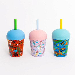 Стакан для смузи с крышкой Чино Клаб (Chino Club) "Русалки и Единороги", 200 мл
