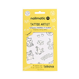 Набор временных татуировок для раскрашивания нейлматик (nailmatic) "Животные", 12 шт