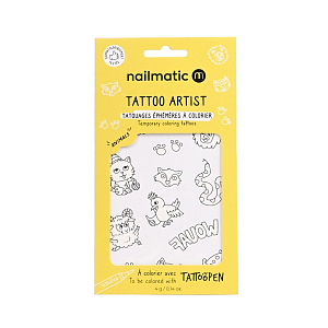 Набор временных татуировок для раскрашивания нейлматик (nailmatic) "Животные", 12 шт