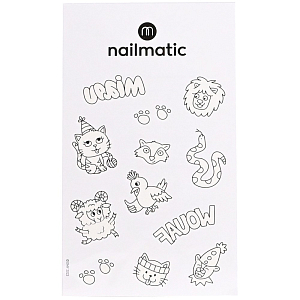 Набор временных татуировок для раскрашивания нейлматик (nailmatic) "Животные", 12 шт