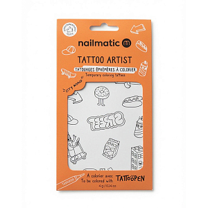 Набор временных татуировок для раскрашивания нейлматик (nailmatic) "Мир", 12 шт