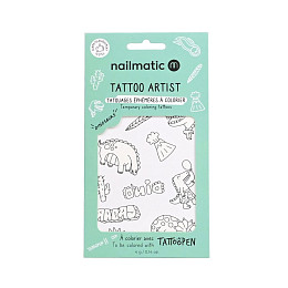 Набор временных татуировок для раскрашивания нейлматик (nailmatic) "Динозавры", 12 шт
