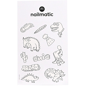 Набор временных татуировок для раскрашивания нейлматик (nailmatic) "Динозавры", 12 шт