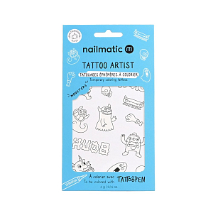 Набор временных татуировок для раскрашивания нейлматик (nailmatic) "Монстры", 12 шт