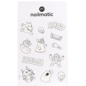 Набор временных татуировок для раскрашивания нейлматик (nailmatic) "Монстры", 12 шт