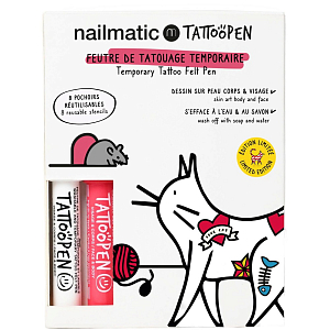 Набор тату-маркеров для тела смываемых с трафаретами нейлматик (nailmatic) "Кот", 2 шт