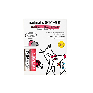 Набор тату-маркеров для тела смываемых с трафаретами нейлматик (nailmatic) "Кот", 2 шт
