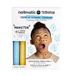 Набор тату-маркеров для тела смываемых нейлматик (nailmatic) "Монстры", 2 шт